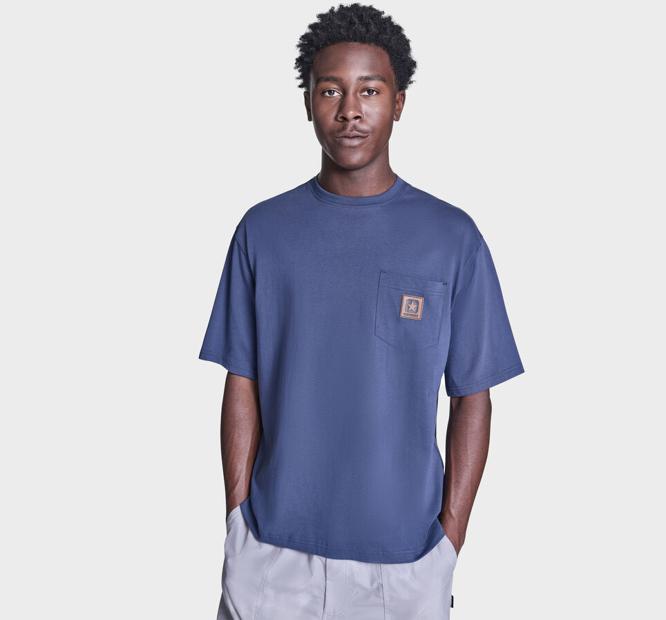 Brushed Cotton Box Patch T-Shirt Converse Navy