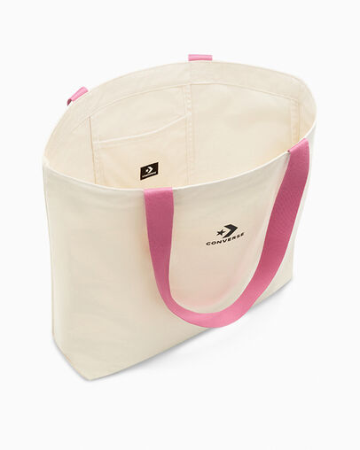 Star Chevron Canvas Tote Bag Undyed Canvas/Cactus Bud, Detail View