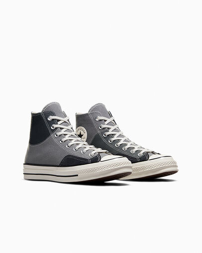 Chuck 70 Crafted Patchwork Mason/Cyber Grey/Black, Top and Side View
