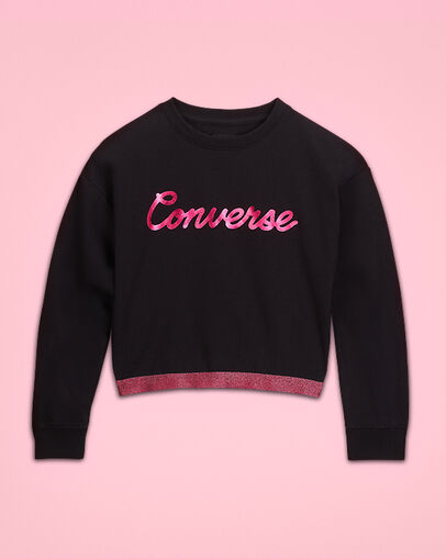 Converse Script Cropped Crew Black