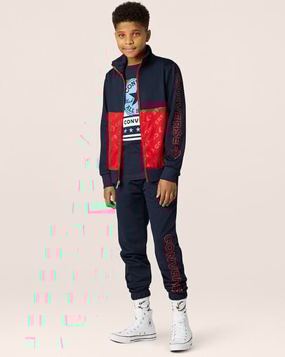 Colorblock Wordmark Track Full-Zip Jacket Obsidian, Full Body View