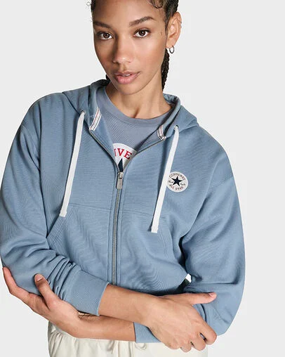 Retro Chuck Taylor Full-Zip Hoodie Yeti Breath Blue, Detail View