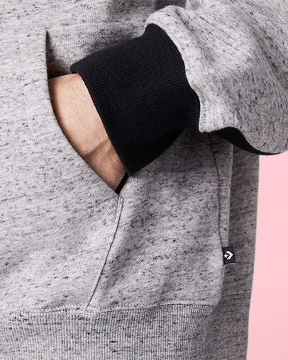 Mixed Media Full-Zip Hoodie Grey Marl