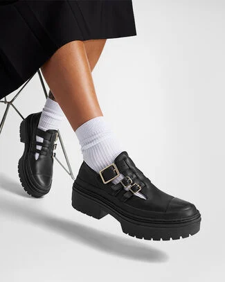 Chuck Taylor All Star Lugged Heel Mary Jane Platform Black/Black/Gold, Outer Side View