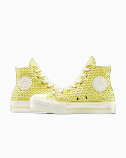 Chuck Taylor All Star Lift Platform Knit Lemon Slushy/Lemon Slushy, Detail Angle View