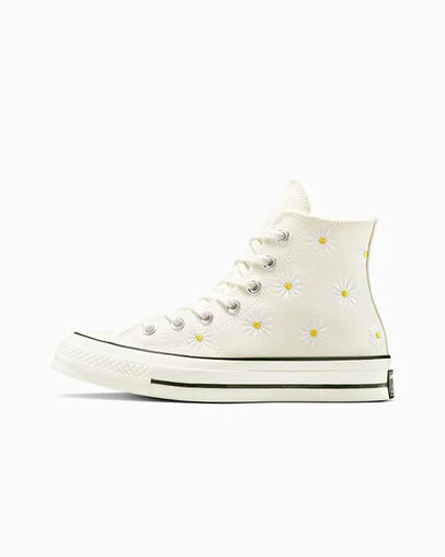 Chuck 70 Embroidered Daisies Egret/White/Black, Inner Side View