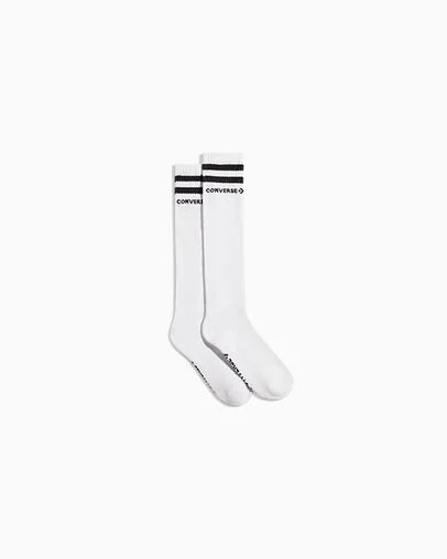 2-Pack Double Stripe Knee-High Socks Black/White, Front View