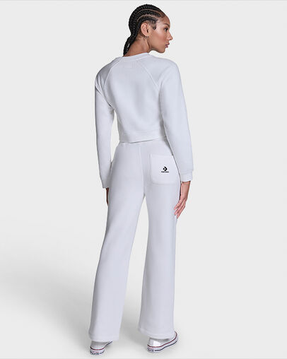 French Terry Front Seam Pants White 10A, Detail View