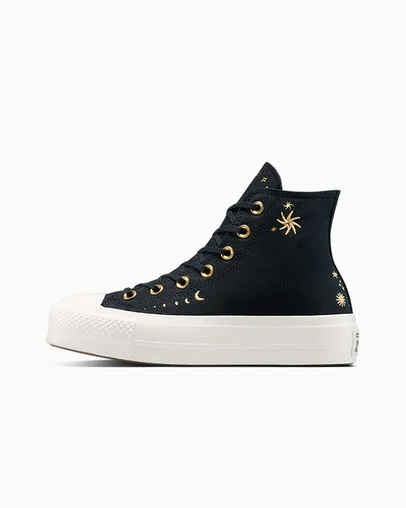 Chuck Taylor All Star Lift Platform Cosmic Embroidery Black/Egret/Gold, Inner Side View