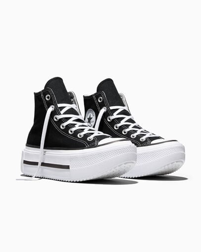 Chuck Taylor All Star Lift Double Stack Platform Canvas Black/White/Black, Top and Side View