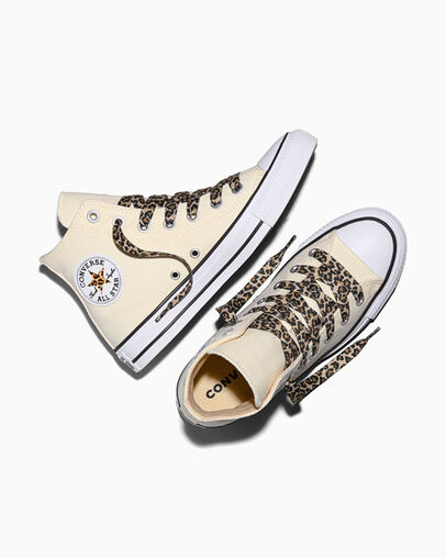 Chuck Taylor All Star Leopard Laces Natural Ivory/White/Black, Angled View