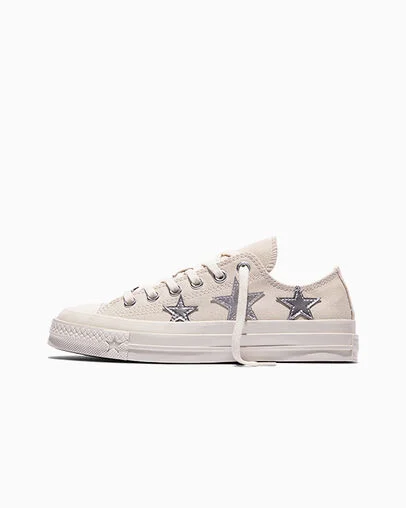 Chuck 70 X Silver Stars Natural Ivory/Dull Silver