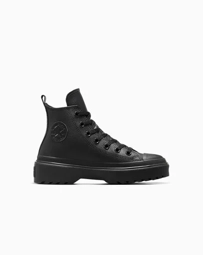 Chuck Taylor All Star Lugged Lift Platform Leather Black/Black/Black, Outer Side View