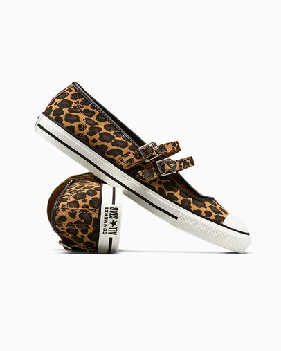 Chuck Taylor All Star Dainty Mary Jane Leopard Suede Incensed/Black/Egret, Detail Angle View