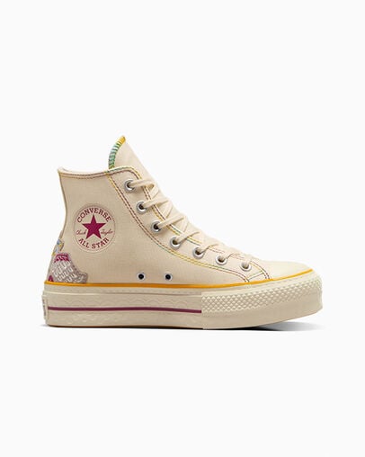 Chuck Taylor All Star Lift Platform Dia de Muertos Natural Ivory/Legend Berry, Outer Side View