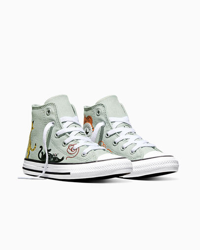 Chuck Taylor All Star Cat & Yarn Rainwashed Grey/Blackwhite, Top and Side View