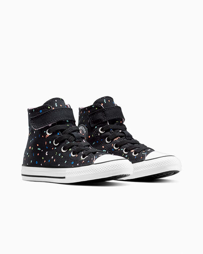 Chuck Taylor All Star Confetti Easy On Black/White/Black, Top and Side View