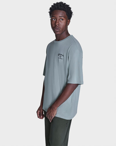 Heritage Wordmark Relaxed T-Shirt Thyme Again Green, Back View