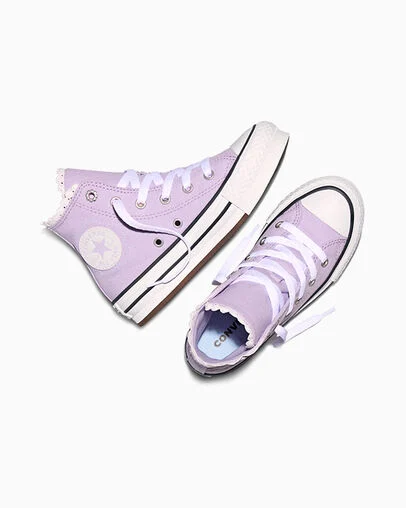 Chuck Taylor All Star EVA Lift Platform Bubble Flowers Lavender Latte/White/Black, Angled View