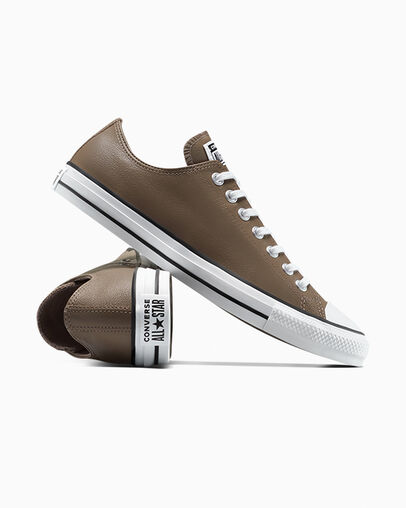 Chuck Taylor All Star Leather Classic Taupe/White/Black, Detail Angle View