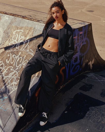 Bubble Sleeve Bomber Jacket Converse Black