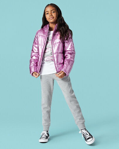 Metallic Chuck Taylor Patch Puffer Metallic Fushcia