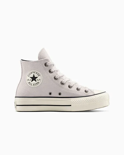 Chuck Taylor All Star Lift Platform Suede Bone Cold/Egret/Black, Outer Side View