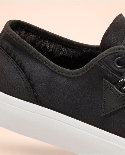 Faux Fur-Lined Leather Jack Purcell Black/Egret/White