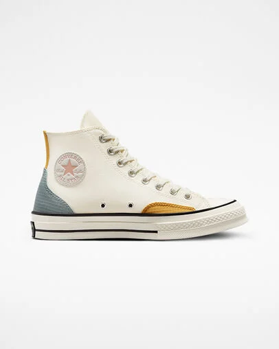 Chuck 70 Zesty Neutrals Egret/Tidepool Grey/Yellow, Outer Side View