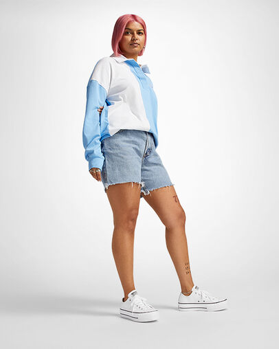 Chuck Taylor All Star Leather Platform White/Black/White, On Foot Shot 1