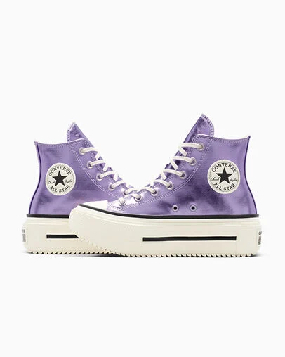 Chuck Taylor All Star Lift Double Stack Platform Metallic Lilac Metallic/Egret/Black, Detail Angle View