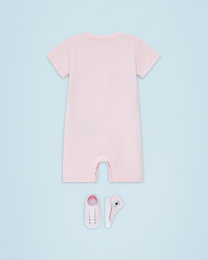 Lil Chuck Taylor Romper Sock Set Cherry Blossom, Back View