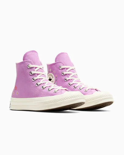 Chuck 70 Little Flowers Grape Fizz/Egret/Egret, Top and Side View