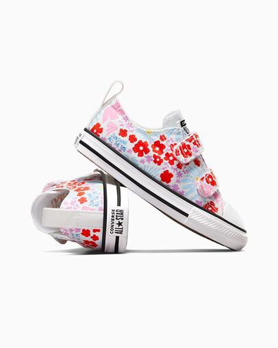 Chuck Taylor All Star Easy On Floral White/True Sky/Oops Pink, Detail Angle View