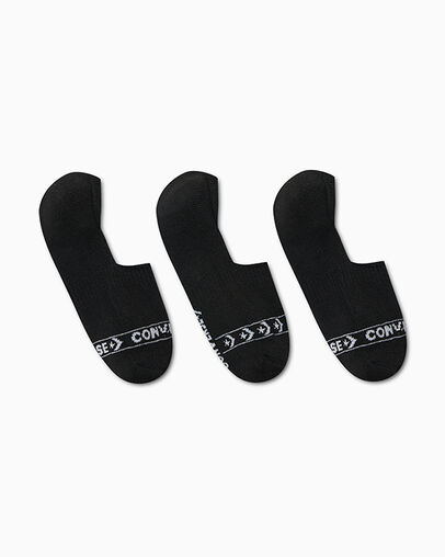 3-Pack Wordmark Stripe Liner Socks Black, 3/4 View