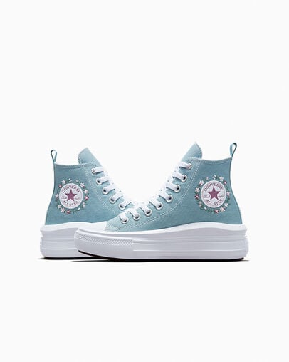 Chuck Taylor All Star Move Embroidered Florals Cocoon Blue/White, Detail Angle View