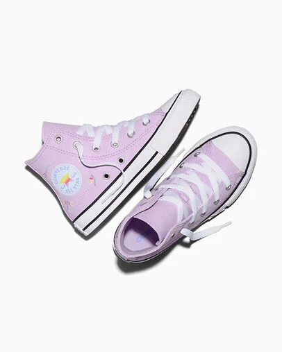 Chuck Taylor All Star Embroidered Dragonflies Lavender Latte/Very Peri/White, Angled View