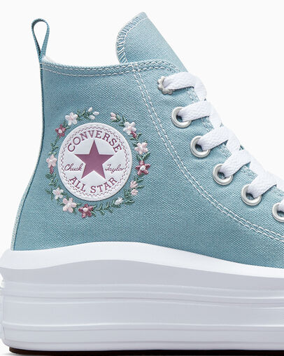 Chuck Taylor All Star Move Embroidered Florals Cocoon Blue/White, Detail Angle View