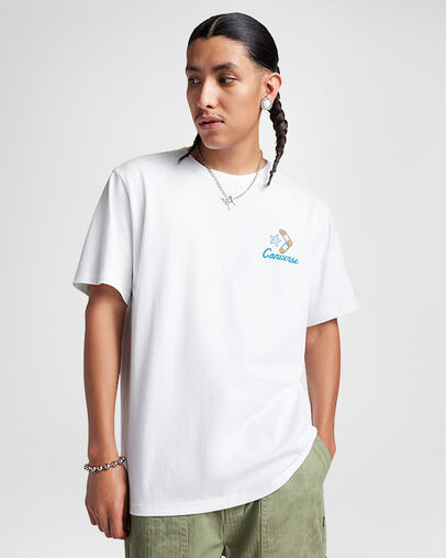 Swinging Skeleton T-Shirt White, Front View