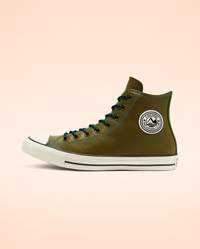 Tumbled Leather Chuck Taylor All Star Surplus Olive/Turbo Green/Egre