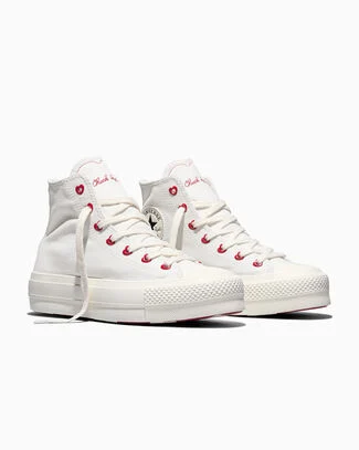 Chuck Taylor All Star Lift Platform Valentine's Day Vintage White/Egret/Days Ahead Red, Outer Side View