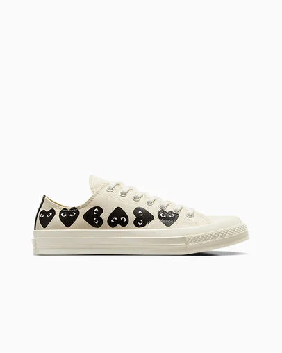 Converse x PLAY Comme des Garçons Chuck 70 Multi Heart Milk/Black/Egret, Outer Side View