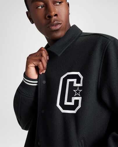 "C" Retro Varsity Jacket Converse Black, Detail View