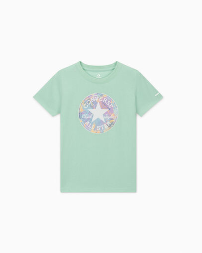 Floral Chuck Taylor Patch T-Shirt Sticky Aloe Green, Front View