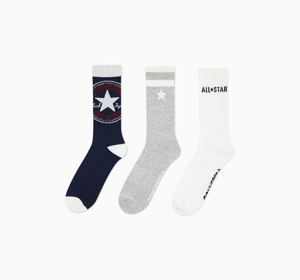3-Pack Oversized Chuck Patch Crew Socks Obsidian
