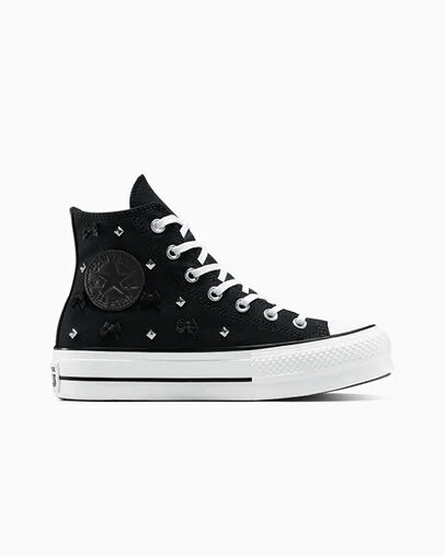 Chuck Taylor All Star Lift Platform Bows & Studs Black/Silver/White, Outer Side View