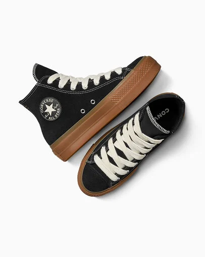Chuck Taylor All Star Lift Platform Gum Sole Black/Gum Honey/Egret, Angled View