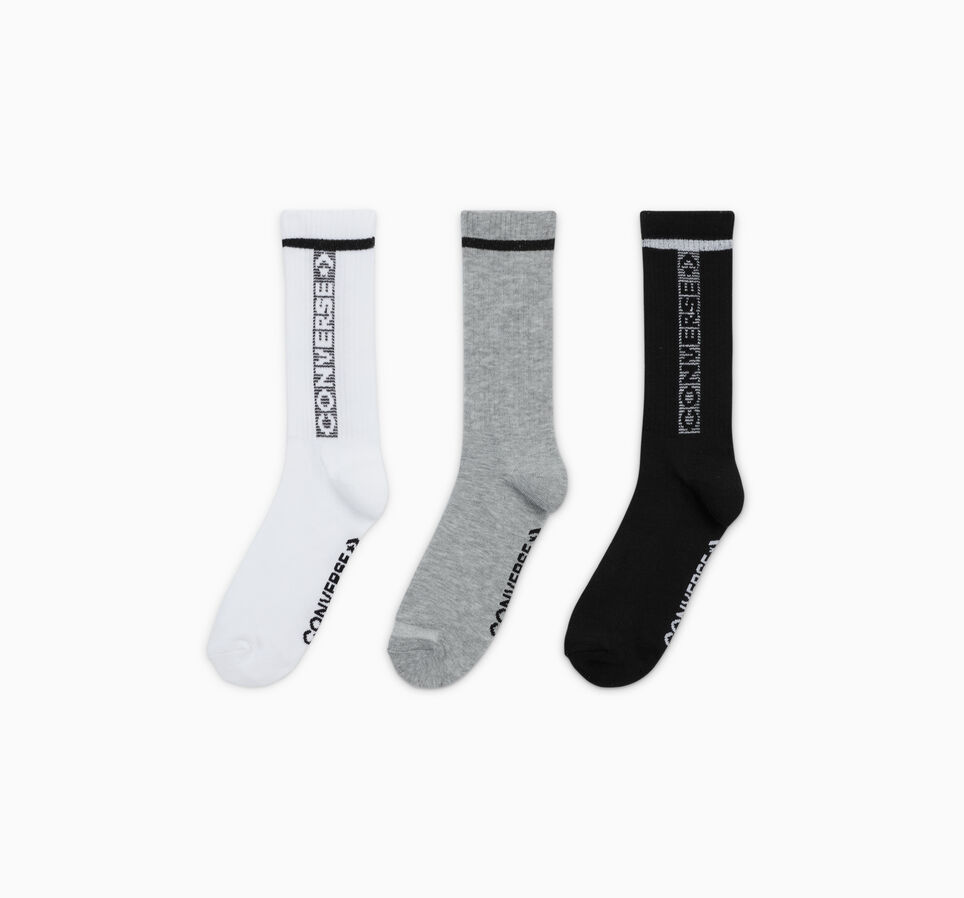 3-Pack Logo Crew Socks Wht/Grey/Blk