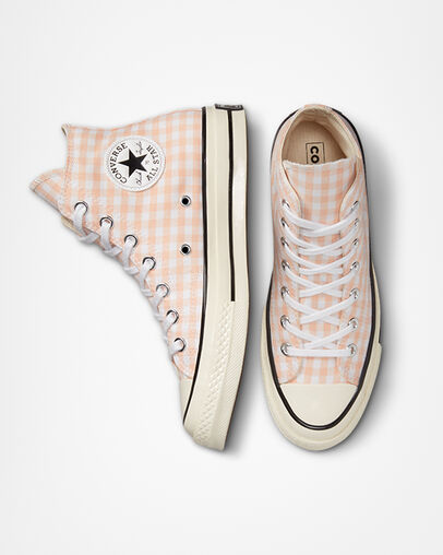 Chuck 70 Gingham Cheeky Coral/White/Egret, Top and Side View