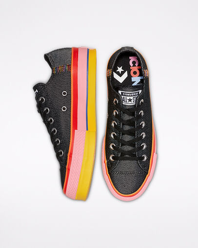 Chuck Taylor All Star Rainbow Platform Low Top Black/White/Coastal Pink